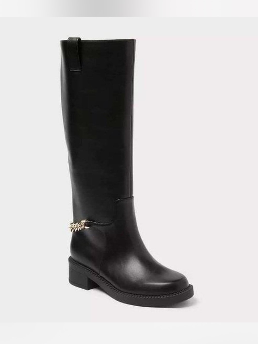 a new day Black Knee Boot with Gold Chain Accent Size 7